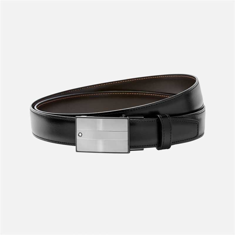 montblanc - ceinture réversible de 30 mm en cuir noir/marron