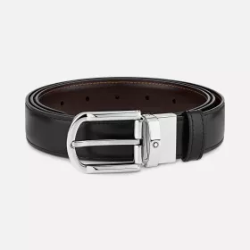 Ceinture réversible à boucle fer à cheval de 30 mm en cuir noir/marron Montblanc