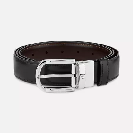 Ceinture réversible à boucle fer à cheval de 30 mm en cuir noir/marron Montblanc