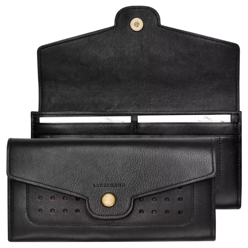 longchamp - portefeuille long à rabat mademoiselle longchamp longchamp - portefeuille long à rabat mademoiselle longchamp
