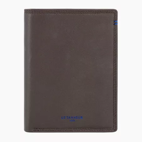 Portefeuille Vertical Moyen Modèle Zippé 2 Volets Martin En Cuir Lisse De Le Tanneur