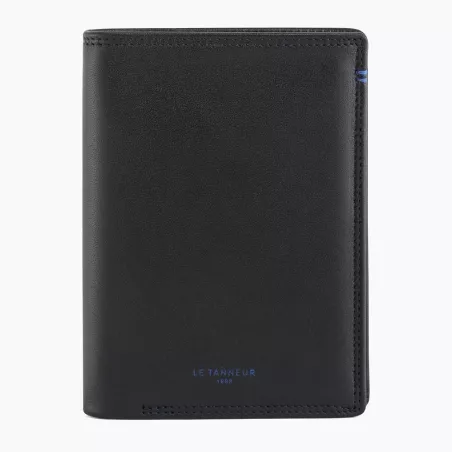 Portefeuille Vertical Moyen Modèle Zippé 2 Volets Martin En Cuir Lisse De Le Tanneur