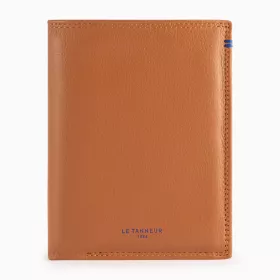 Portefeuille Vertical Moyen Modèle Zippé 2 Volets Martin En Cuir Lisse De Le Tanneur