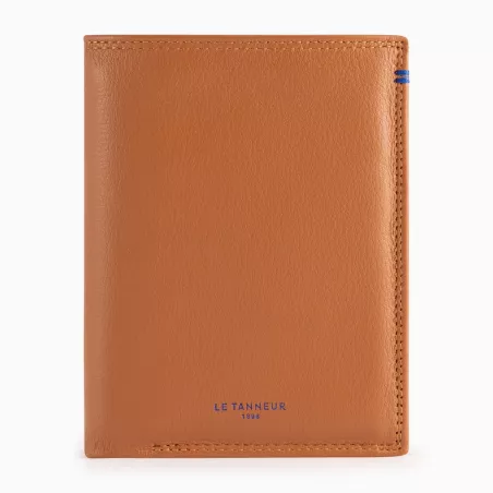 Portefeuille Vertical Moyen Modèle Zippé 2 Volets Martin En Cuir Lisse De Le Tanneur
