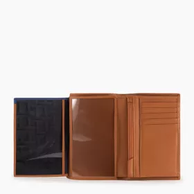 Grand Portefeuille Vertical Zippé 2 Volets Martin En Cuir Lisse De Le Tanneur