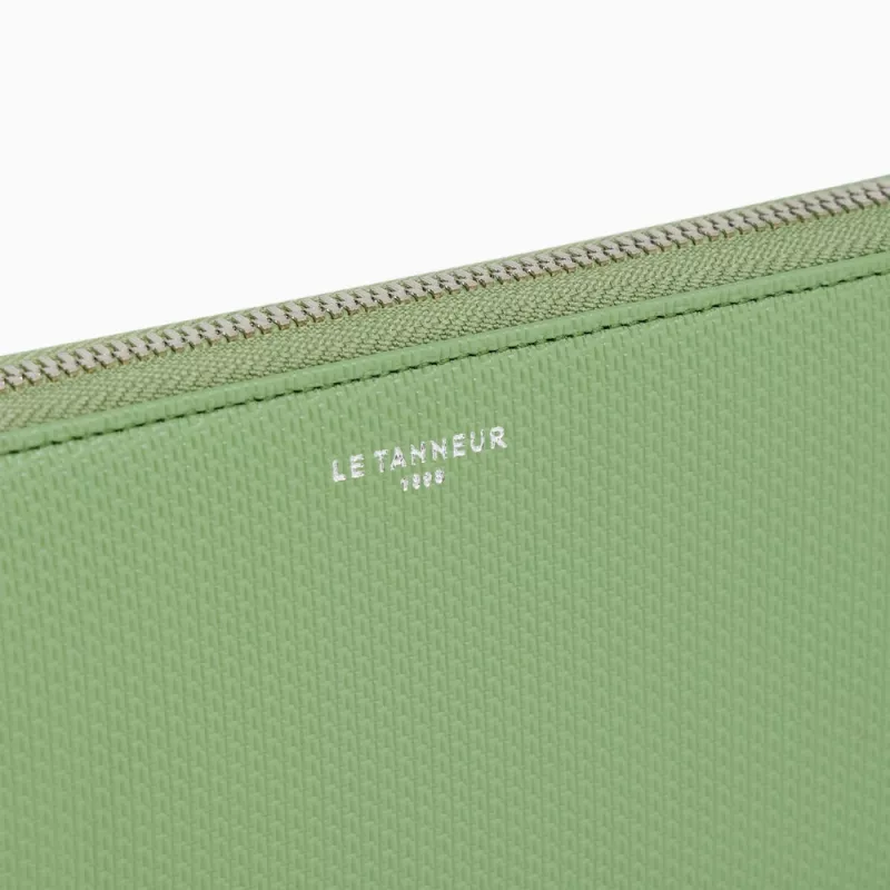 Pochette Sac Bandoulière Vintage Le Tanneur - Cuir Blanc Patiné - Fermeture Zip - Taille Moyenne