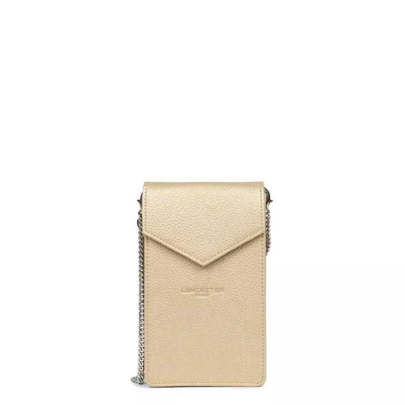 Pochette Smartphone Lancaster Maya KBA – Maroquinerie Française, Cuir, Couleur Champagne, 12x18x5cm