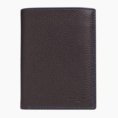 Portefeuille Moyen Modèle Zippé 2 Volets Charles En Cuir Grainé De Le Tanneur