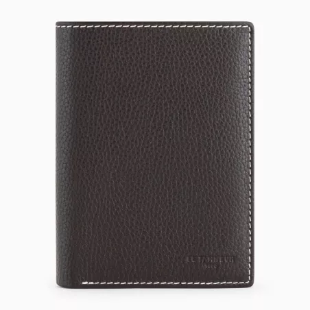 Portefeuille Moyen Modèle Zippé 2 Volets Charles En Cuir Grainé De Le Tanneur