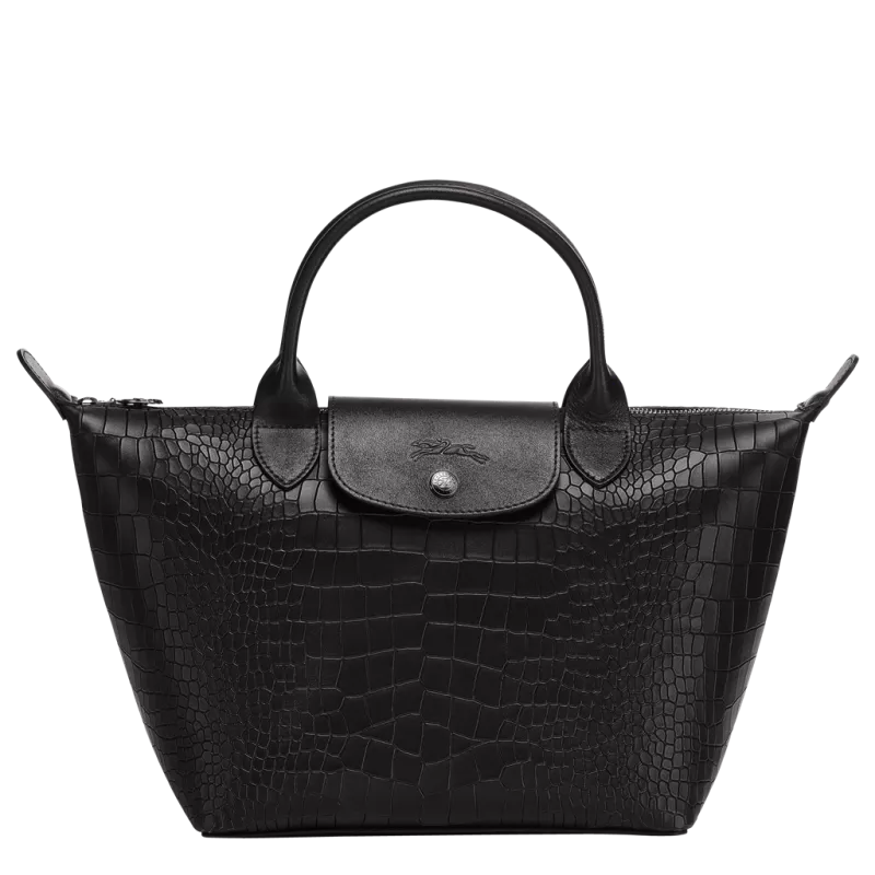 longchamp - sac porté main le pliage cuir croco longchamp - sac porté main le pliage cuir croco