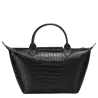 longchamp - sac porté main le pliage cuir croco