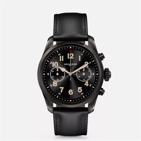 montblanc summit 2 acier inoxydable noir et cuir