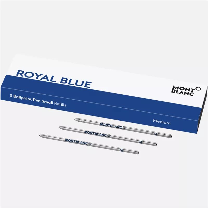 montblanc - 3 recharges pour rollerball petit modèle, royal blue