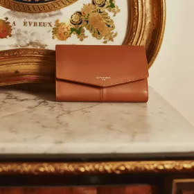 le tanneur - grand portefeuille zippé charlotte en cuir lisse