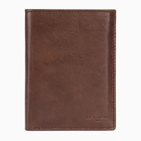 Portefeuille Vertical Moyen Modèle Zippé 3 Volets Gary En Cuir Huilé Le Tanneur