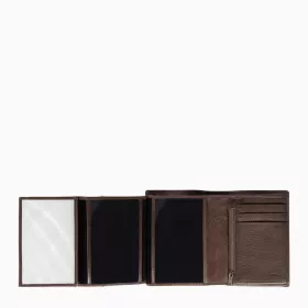 Portefeuille Vertical Moyen Modèle Zippé 3 Volets Gary En Cuir Huilé Le Tanneur
