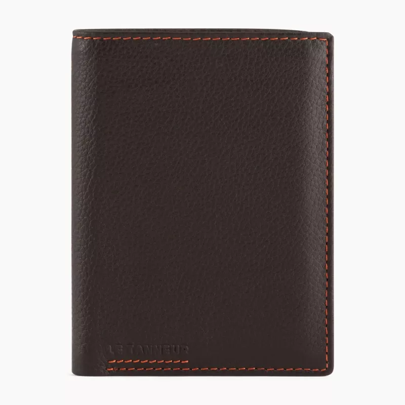 le tanneur - portefeuille vertical poche id marius en cuir grainé