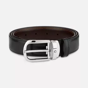 Ceinture réversible à boucle fer à cheval de 30 mm en cuir noir/marron Montblanc
