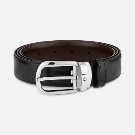 Ceinture réversible à boucle fer à cheval de 30 mm en cuir noir/marron Montblanc