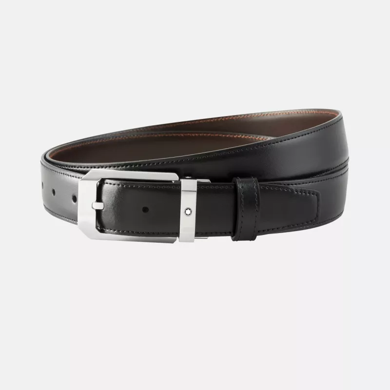 montblanc - ceinture réversible de 30 mm en cuir noir/marron montblanc - ceinture réversible de 30 mm en cuir noir/marron
