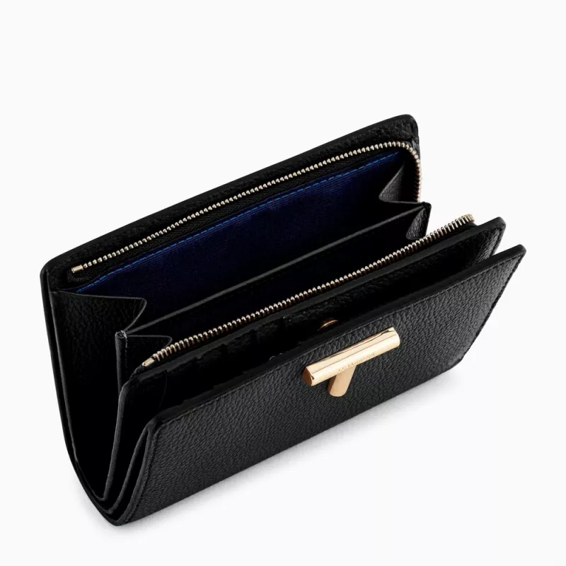 Portefeuille Porte-monnaie LE TANNEUR En Cuir Noir - Vintage - Occasion Bon état - Unisexe