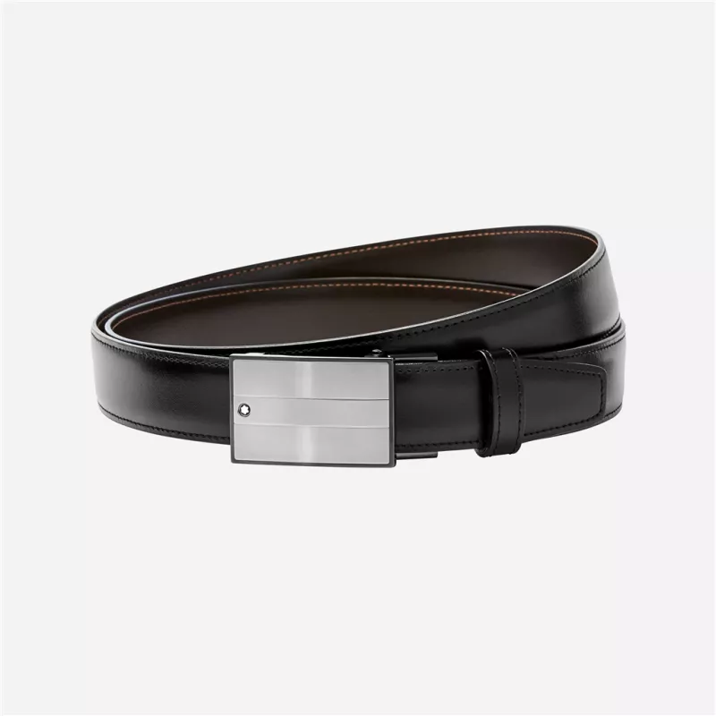 montblanc - ceinture réversible de 30 mm en cuir noir/marron montblanc - ceinture réversible de 30 mm en cuir noir/marron