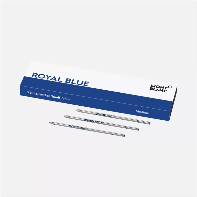 montblanc - 3 recharges pour rollerball petit modèle, royal blue