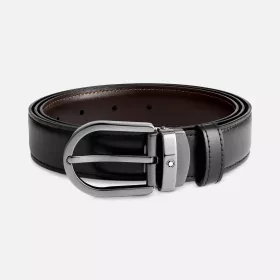 Ceinture réversible à boucle fer à cheval de 30 mm en cuir noir/marron Montblanc