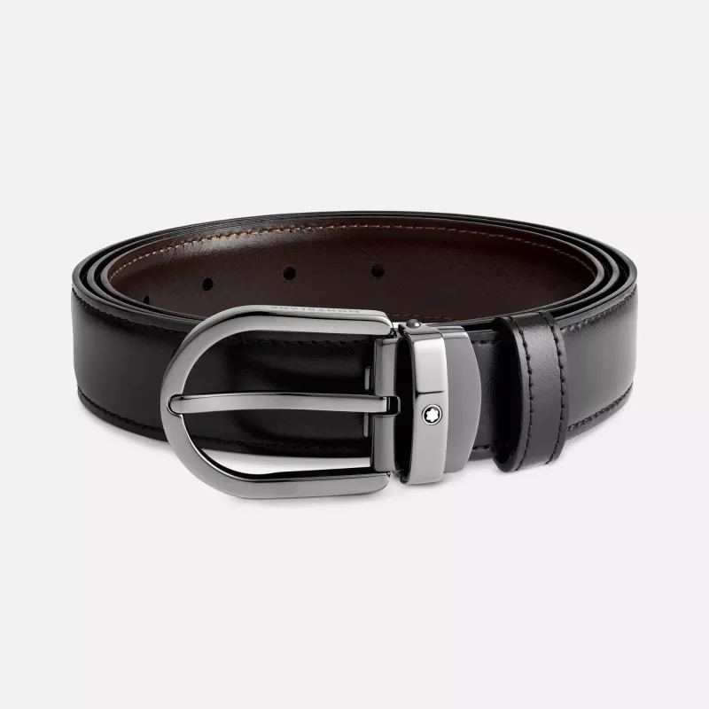 Ceinture réversible à boucle fer à cheval de 30 mm en cuir noir/marron Montblanc Ceinture réversible à boucle fer à cheval de 30 mm en cuir noir/marron Montblanc