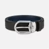 Ceinture réversible à boucle fer à cheval de 30 mm en cuir noir/bleu Montblanc