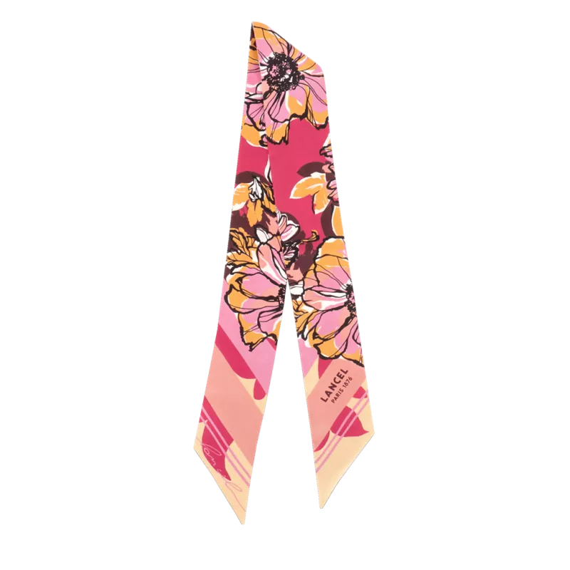 lancel - carré de soie lancel carré de soie lancel motif fleurs d'automne