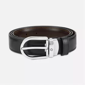 Ceinture réversible à boucle fer à cheval de 30 mm en cuir noir/marron Montblanc