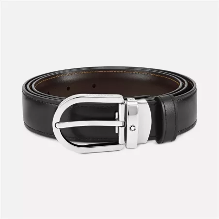 Ceinture réversible à boucle fer à cheval de 30 mm en cuir noir/marron Montblanc