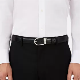 Ceinture réversible à boucle fer à cheval de 30 mm en cuir noir/marron Montblanc