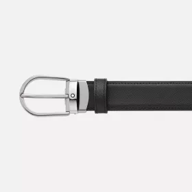 montblanc - ceinture réversible à boucle fer à cheval de 30 mm en cuir noir/bleu