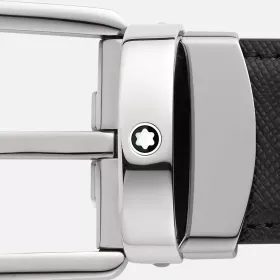montblanc - ceinture réversible à boucle fer à cheval de 30 mm en cuir noir/bleu