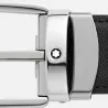montblanc - ceinture réversible à boucle fer à cheval de 30 mm en cuir noir/bleu