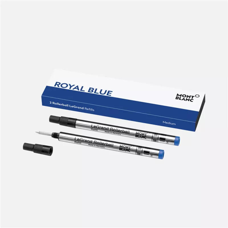 montblanc - 2 recharges pour rollerball legrand (m), royal blue