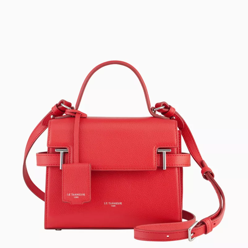 le tanneur - petit sac à main à rabat emilie en cuir grainé le tanneur - petit sac à main à rabat emilie en cuir grainé