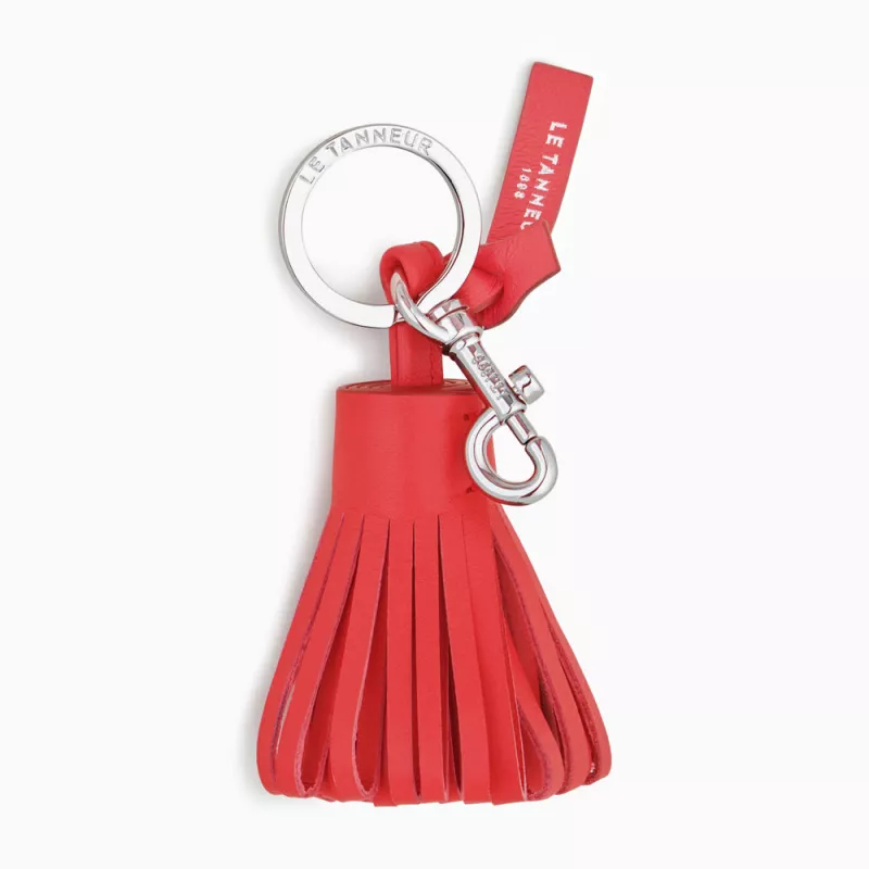 Le Tanneur - porte clés pompons en cuir lisse Le Tanneur - porte clés pompons en cuir lisse
