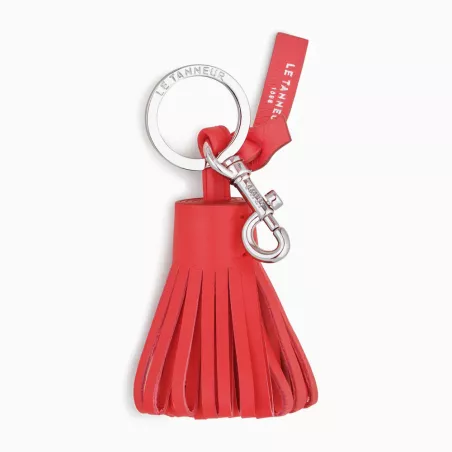 Le Tanneur - porte clés pompons en cuir lisse