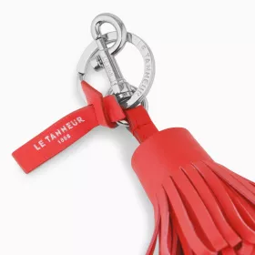 Le Tanneur - porte clés pompons en cuir lisse