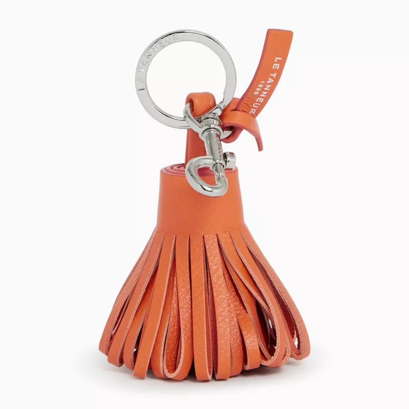 Le Tanneur - porte clés pompons en cuir lisse Le Tanneur - porte clés pompons en cuir lisse