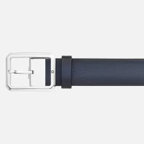 montblanc - ceinture réversible de 35 mm en cuir bleu/noir