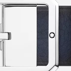 montblanc - ceinture réversible de 35 mm en cuir bleu/noir