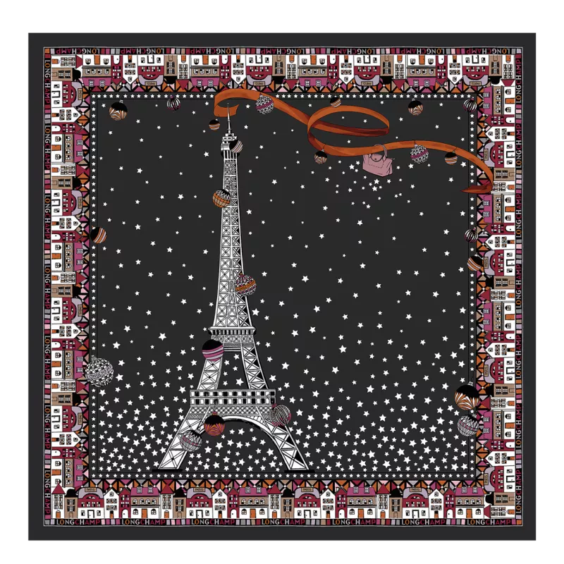 longchamp - carré de soie 50x50 cm longchamp - carré de soie 50x50 cm