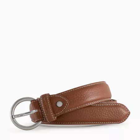 Le Tanneur - ceinture femme avec boucle carrée en cuir tannage végétal
