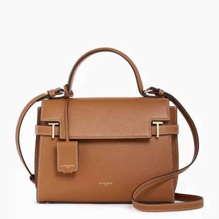 Le Tanneur - grand sac à main à rabat emilie en cuir grainé