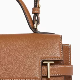 Le Tanneur - grand sac à main à rabat emilie en cuir grainé