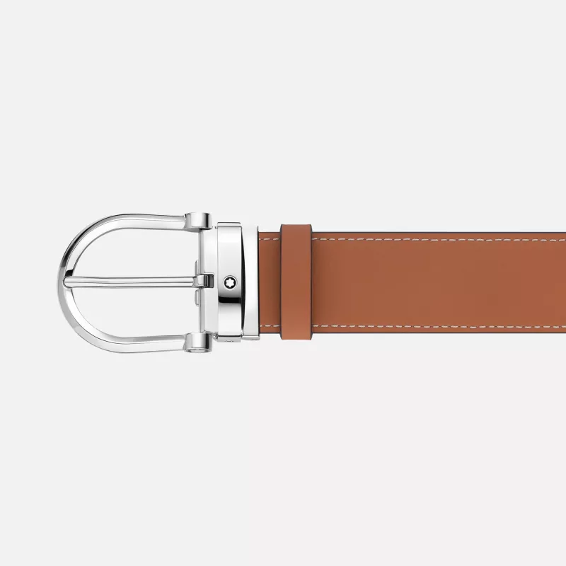 Ceinture réversible à boucle en forme de fer à cheval de 35 mm en cuir coloris fumé/naturel Montblanc Ceinture réversible à boucle en forme de fer à cheval de 35 mm en cuir coloris fumé/naturel Montblanc